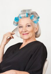 Senior Citizen in Hair Curlers Photo