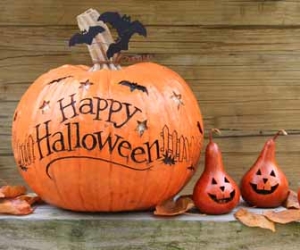 Happy Halloween Written On Pumpkins Picture
