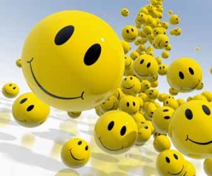 Bouncing Yellow Happy Smiley Face Balls Image