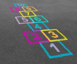 Colorful Hopscotch Board Drawn On Pavement