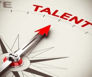 Compass with red arrow pointing toward "Talent"