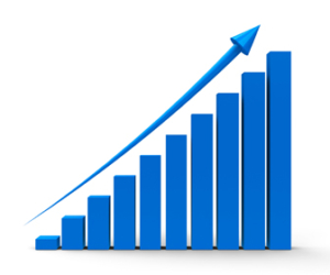 Upward trending graph with arrow graphic
