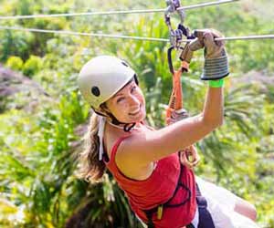 Girl Posed While Zip Lining