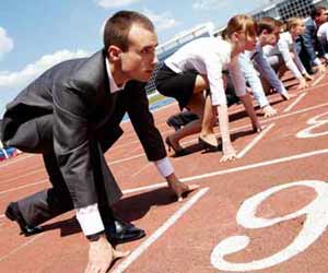 Job Seekers At Starting Line in a Print Race