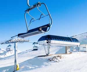 Chairlift terminal at top of ski resort