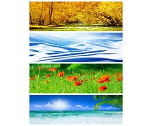 Panoramic images of the four seasons - fall, winter, spring, summer