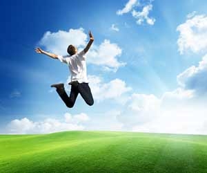 Man jumps with joy after finding success
