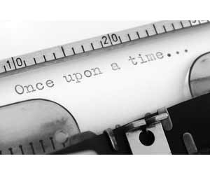 "Once upon a time..." starts the story on an author's typewriter