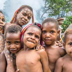 Dugum Dani Tribe Children Pose for Photo