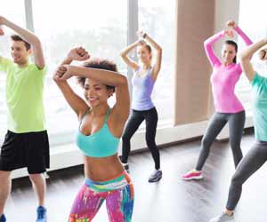 Fitness Dance Instructor Teaches Class